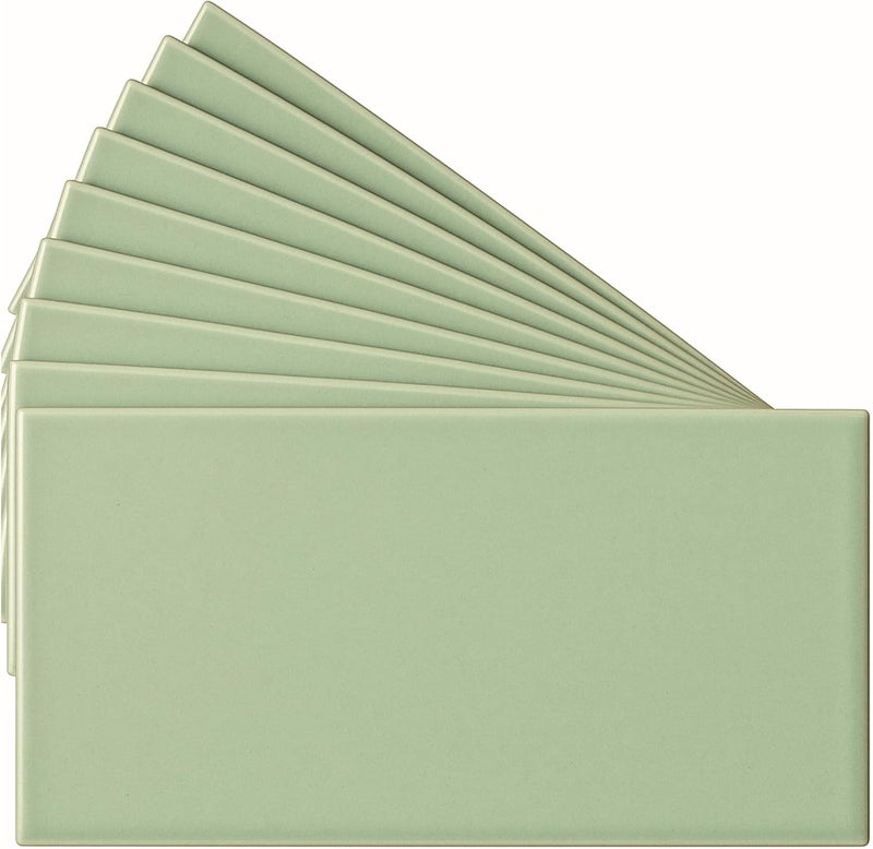 Tenedos USCT 3x6 Ceramic Subway Tile Gloss (Shinny) Box of 10 Pieces for Bathroom Wall Shower Kitchen Backsplash (Spring Green) - Image 1
